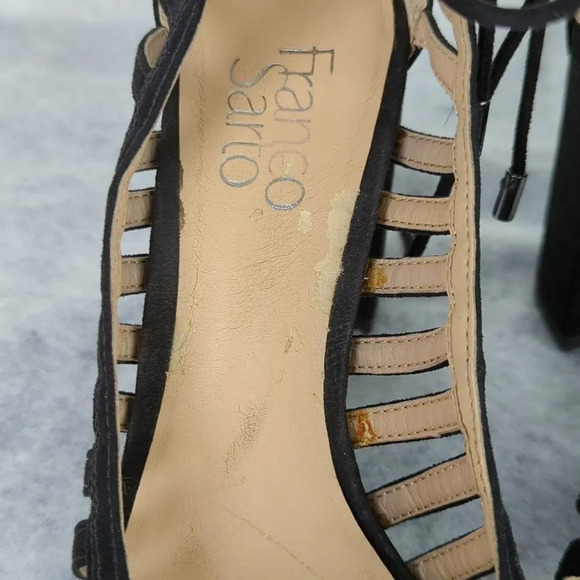 Franco Sarto Ankle Tie Sandals With Chunky High Heels The "Ernie" - Picture 16 of 17